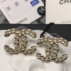 Sold on eBay! CHANEL Authentic Crystal CC Earrings